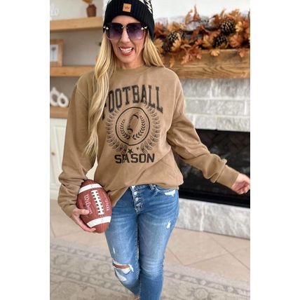 Khaki Rugby FOOTBALL SEASON Graphic Game Day Sweatshirt