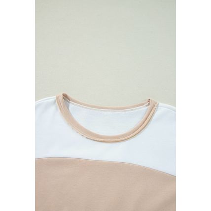 Multicolour Colorblock Patchwork Side Split Tunic T Shirt