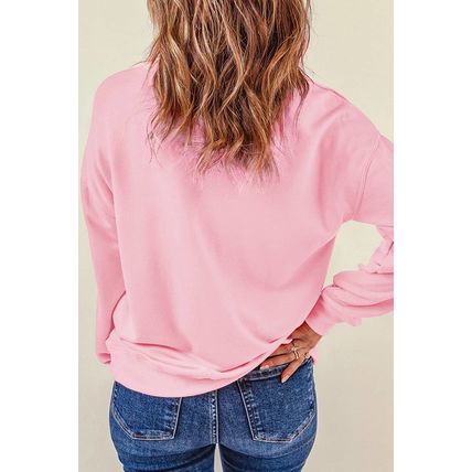 Pink Easter Bunny Patched Drop Shoulder Sweatshirt