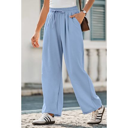 Myosotis Drawstring Elastic Waistband Pleated Loose Pants