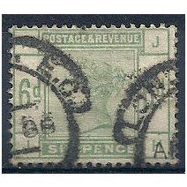 1883 SG194 6d Dull Green Good/Fine Used Superb Colour Check Letters "JL".