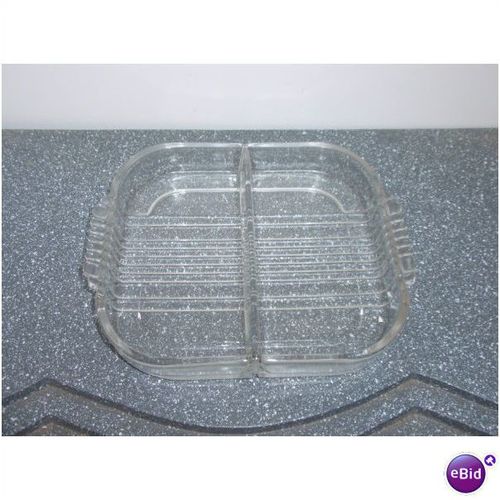 Vintage Square Glass Divided Relish/Condiments Serving Dish