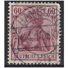 SG 91 a: 60 pf. deep purple 'Germania,' inscr. 'DEUTSCHES REICH,' watermarked.