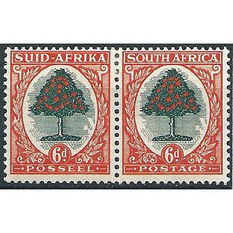 South Africa 1937 SG61 6d Green & Vermillion PAIR Mounted Mint .. ..