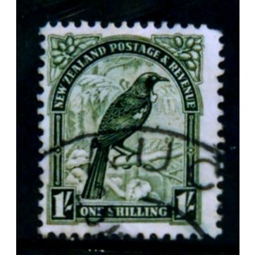 NEW ZEALAND 1936 SG 588 1s DEEP GREEN TUI BIRD FINE USED#