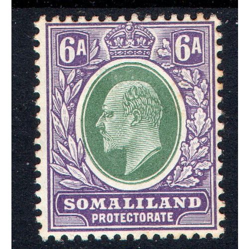 Somaliland 1905 Sg51a 6a green & violet chalk lightly m/mint (ALB)