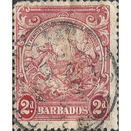 BARDADOS, King George VI, Sea Chariot, red 1938, 2d