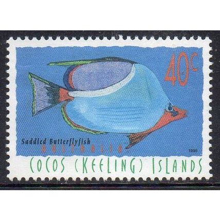 Cocos (Keeling) Islands 1995 Marine Life - Saddled Butterflyfish 40c Used