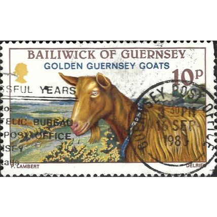 GUERNSEY, Golden Guernsey Goat, goat 1980, 10p