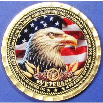 US Veterans. Challenge Coin. 1.50" Gold Tone. 80b.
