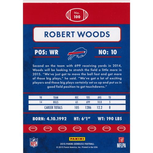 2015 Donruss Football 100 Robert Woods Buffalo Bills