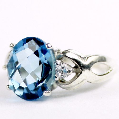 Swiss Blue Topaz, 925 Sterling Silver Ladies Ring, SR243