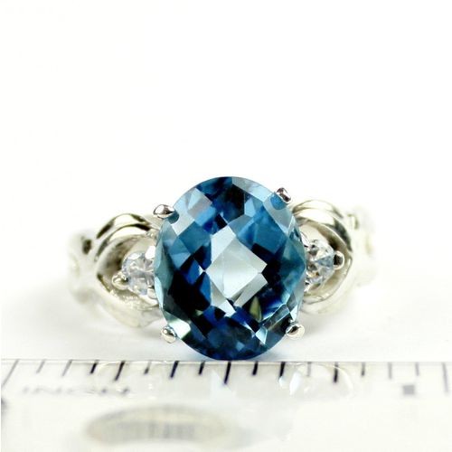 Swiss Blue Topaz, 925 Sterling Silver Ladies Ring, SR243