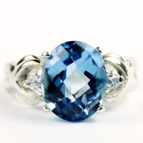 Swiss Blue Topaz, 925 Sterling Silver Ladies Ring, SR243