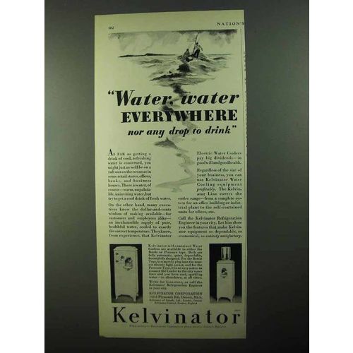 1931 Kelvinator Water Cooler Ad - Water Everywhere