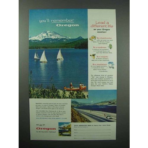 1956 Oregon Tourism Ad - Elk Lake, South Sister Peak