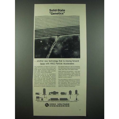 1965 High Voltage HVEC Particle Accelerators Ad - Solid-State Genetics