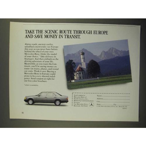 1987 Mercedes-Benz Cars Ad - Take the Scenic Route Through Europe