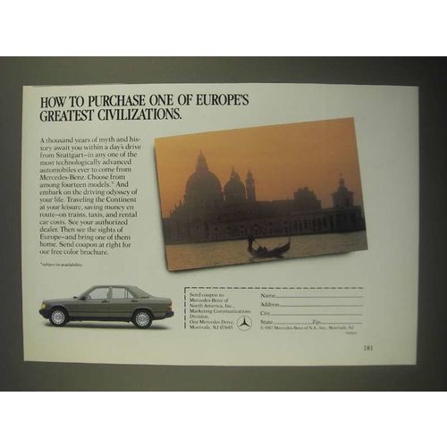1987 Mercedes-Benz Cars Ad - Purchase One of Europe's Greatest Civilizations