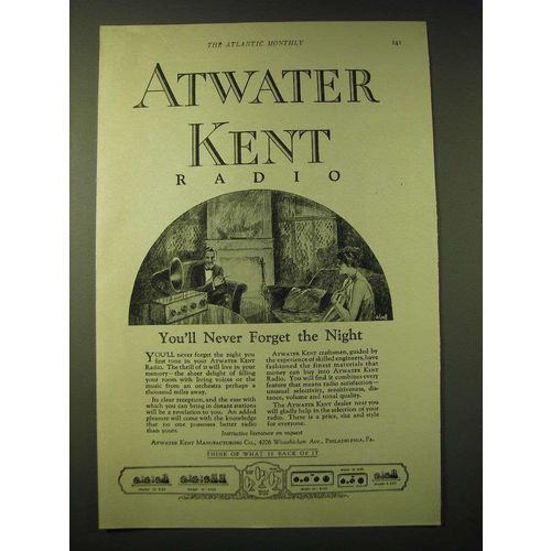 1924 Atwater Kent Radio Ad - You'll never forget the night