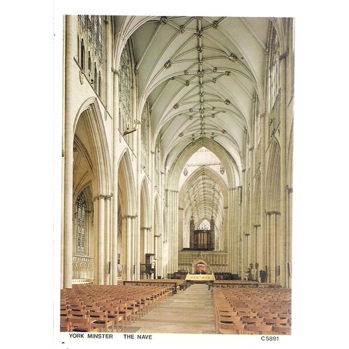 YORK MINSTER, The Nave unused vintage postcard by Judges #