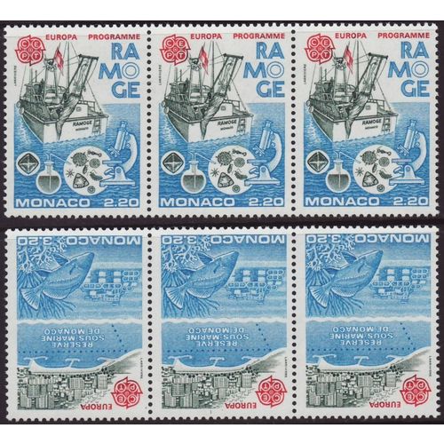 Monaco 1986 SG MS1778-9 UMM Strips of 3 - Europa/CEPT/Boats/Fish (G-205-02)