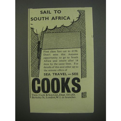 1954 Thos. Cook & Son Ad - Sail to South Africa