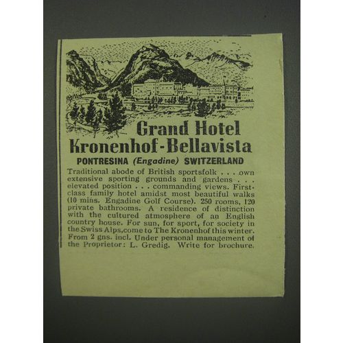 1954 Grand Hotel Kronenhof-Bellavista Ad