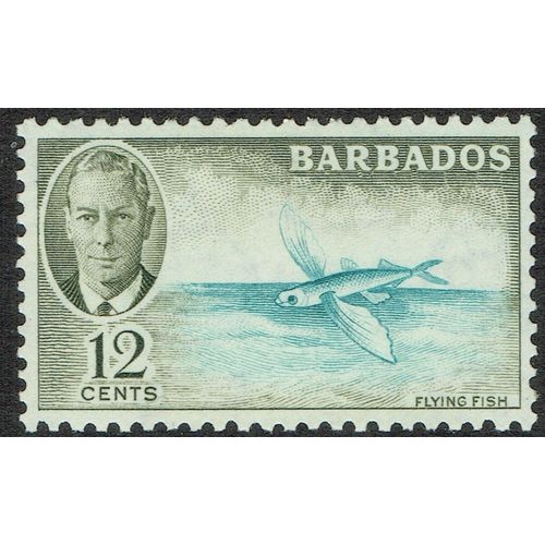 Barbados 1950 Definitive Issue 12c Greenish Blue and Brown Olive SG277 MM