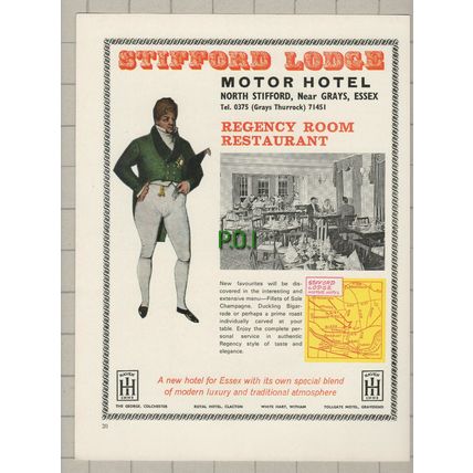 Stifford Lodge Motor Hotel North Stifford Essex - 1970 Advert / Print