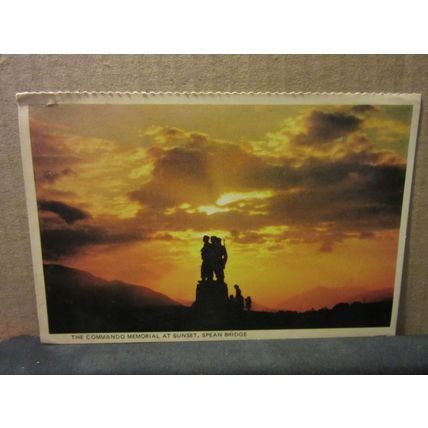 sunset, COMMANDO MEMORIAL, SPEAN BRIDGE, LOCHABER SCOTLAND unused postcard (a) =