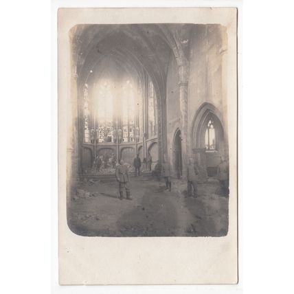 German Soldiers in Military Uniform inside Cathedral WW1 Postcard JR302