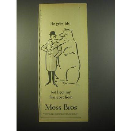 1966 Moss Bros Fashion Ad - cartoon by Douglas - He grew his