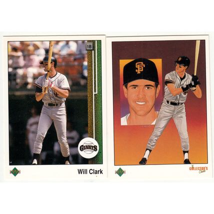 Two 1989 Upper Deck Will Clark baseball cards #155 & #678 - Giants Checklist