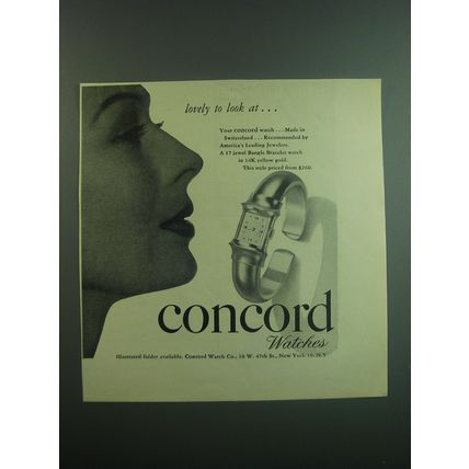 1949 Concord Watch Advertisement - Lovely to look at