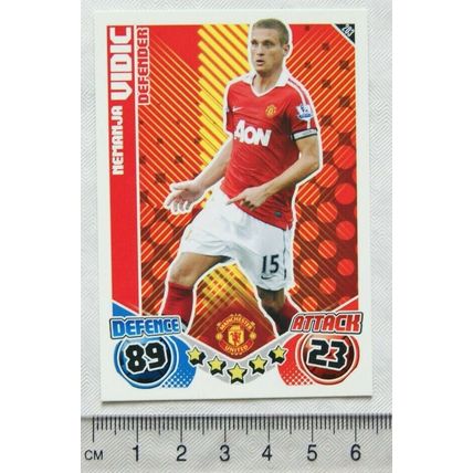 2010/11 Topps Match Attax Trading Card 203 Nemenja Vidic, Manchester United