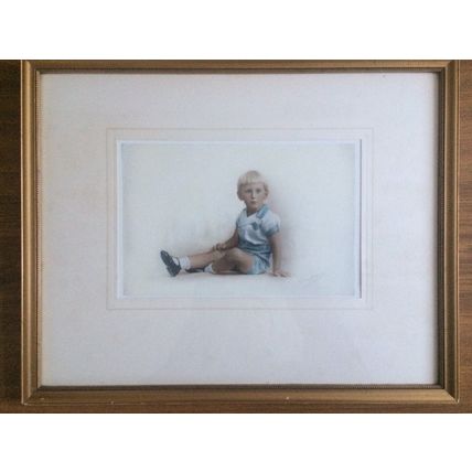 Stunning Vintage Original Art Mounted Glazed & Framed "Darling Tom"