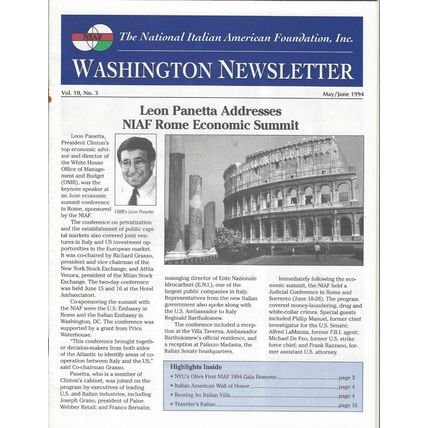 Vintage National Italian American Foundation Washington Newsletter