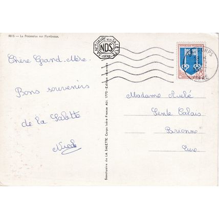 Procession aux Flambeau France Postcard used 1967 crease