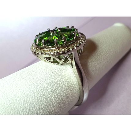 3ct Chrome Diopside Zircon Spinner Halo Ring Sz O Platinum Overlay 925 Silver