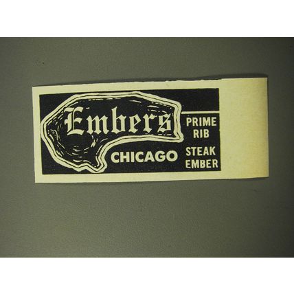 1960 Embers Restaurant Advertisement - Embers Chicago Prime Rib Steak