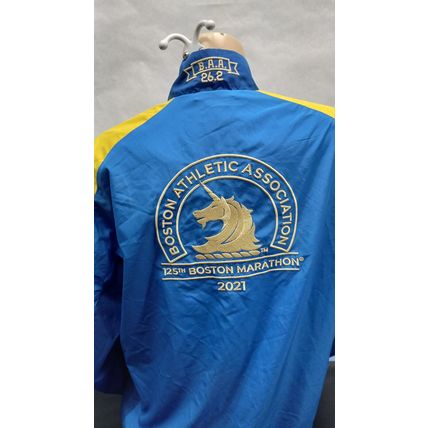 Rare Adidas Mens Large 125th Boston Marathon PrimeBlue Aeroready Running Jacket