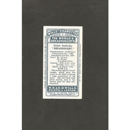 WILLS - THE WORLD'S DREADNOUGHTS 1910 - #5 Dreadnought