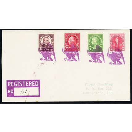 Eagle 1930 Red Eagle, OKLA VERY RARE Fancy Cancel Registered Cover - Stuart Katz
