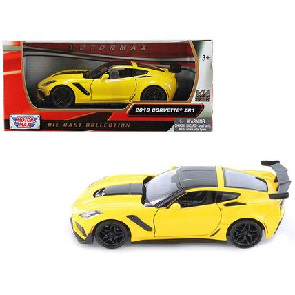 2019 Chevrolet Corvette ZR1 Yellow with Black Accents 1/24 Diecast Model Car ...