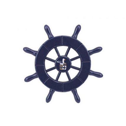 Pack Of 2] Dark Blue Decorative Ship Wheel With Seagull 6"