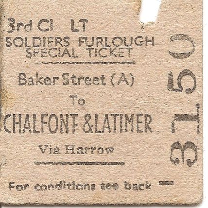 London Transport Edmondson Ticket - Baker Street to Chalfont & Latimer