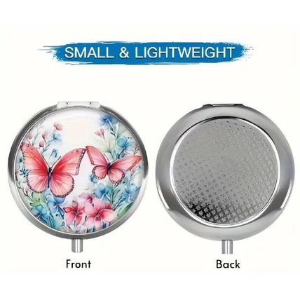 Chic Red Butterfly 3-Compartment Metal Pill Box - Portable & Decorative