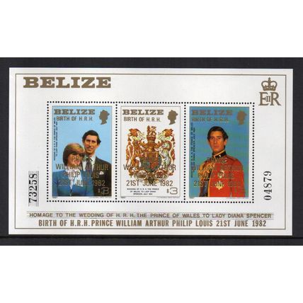 Belize - 1982 - Birth of Prince William Souvenir Sheet (Small Writing), MNH