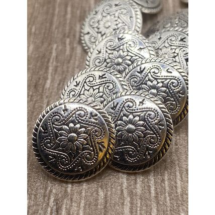15mm Shank Buttons Antique Silver Flower Metal Sewing Coat Jacket Replace